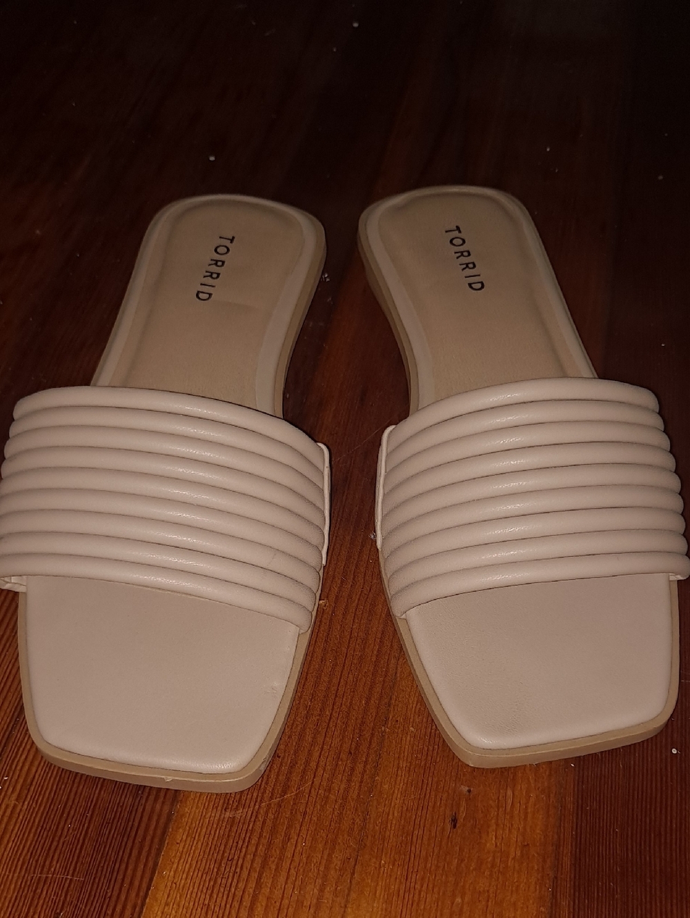 torrid Neutral Ribbed Strap Slide Sandals - Picture 5 of 7